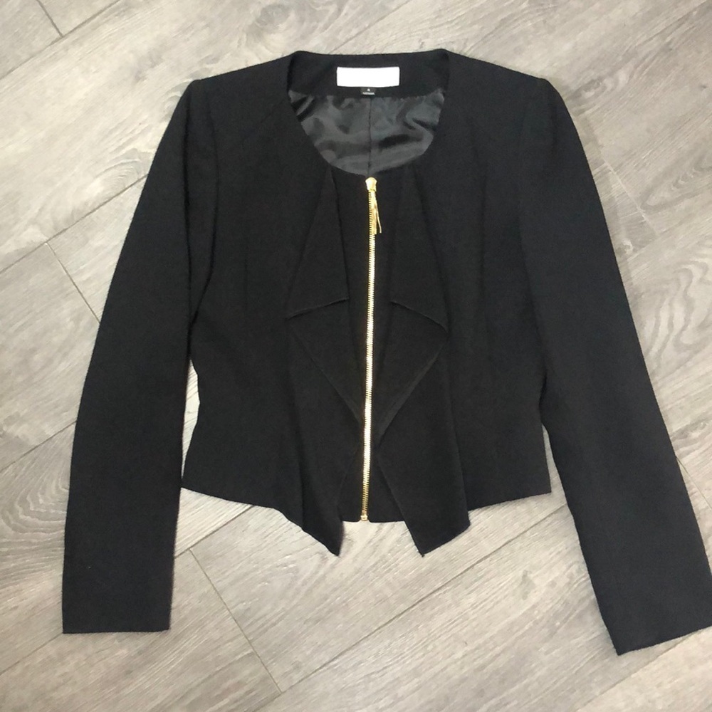Tahari black gold zipper Blazer Sz. 4